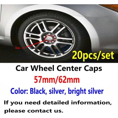 20pcs 57mm 62mm 60mm black silver car Wheel Center Caps hub covers emblem for toyota Car accessories