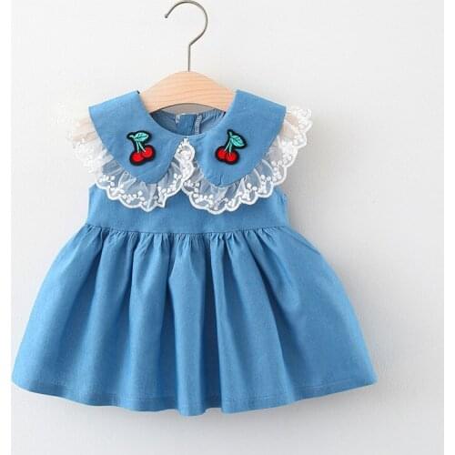2021 Baby Summer Dresses Infant Kids Baby Girls Clothes Sleeveless New Fashion Dress Solid Color Party Dress