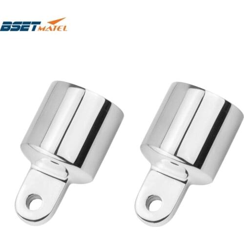 2XStainless Steel 316 Pipe Eye End Cap Bimini Top Fitting Hardware Marine Boat Yacht External Eye End Canopy Tube End