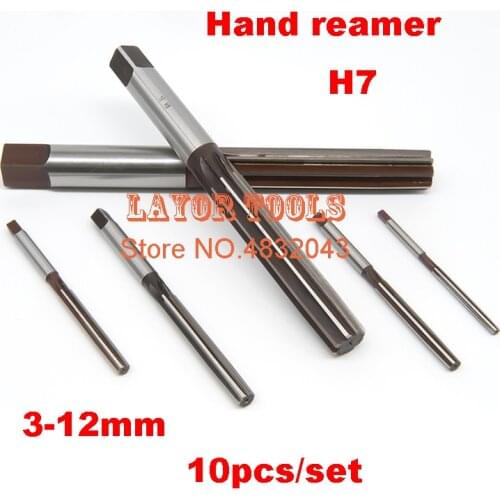 3mm 4mm 5mm 6mm 7mm 8mm 9mm 10mm 11mm 12mm precision H7 +0.006 --+0.012mm 10pcs/set Hand Reamers Free shipping