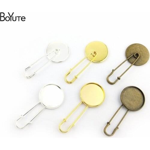 BoYuTe (20 Pieces/Lot) 20MM 25MM Cabochon Tray Blank Brooch Base Settings Diy Handmade Jewelry Findings