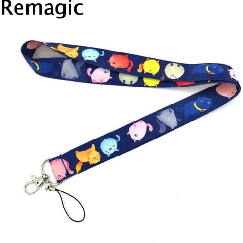 20pcs Colorful Pretty black cat Sphynx colorful Neck Strap Lanyards ID badge card holder keychain Mobile Phone key Strap Gifts