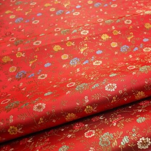 CF774 Flowers Jacquard Red Chinese Traditional Silk Brocade Fabric Chinese Wedding Clothing Pillow Case Fabrics DIY Materials