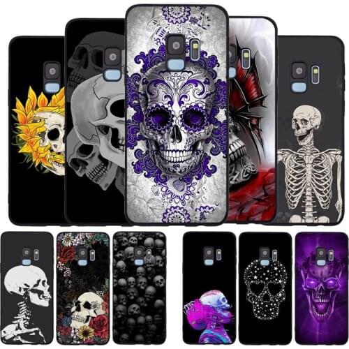 Skull black Soft phone Case For Samsung S20 S10 S9 S8 S7 edge Plus Lite Note 8 9 10 A6 A7 A8 A9 2018 Cover