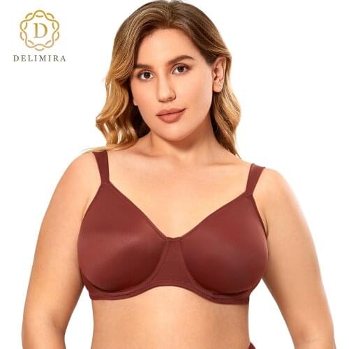 Delimira Womens Plus Size Full Coverage Smooth Underwire Non-padded Minimizer Bra