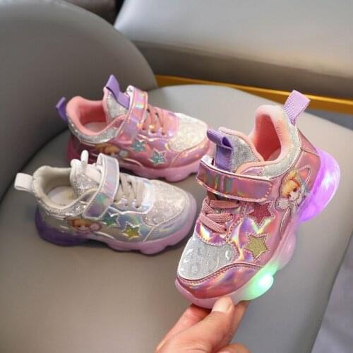 Childrens light shoes 2021 new lollipop girl shiny LED light casual shoes sports shoes princess shoes female 1-6 years old