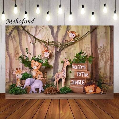 Mehofond Photography Background Jungle Animals Forest Baby Shower Boy Kids Birthday Party Portrait Backdrop Photo Studio Props