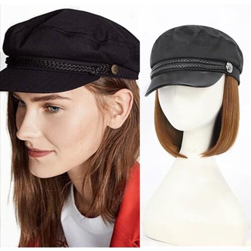 Hywamply 18cm Bob Wigs Capdo Shorty Hat with Hair Attatchment Headwear for Women Synthetic Hair Instant Style Wig Hairpiece