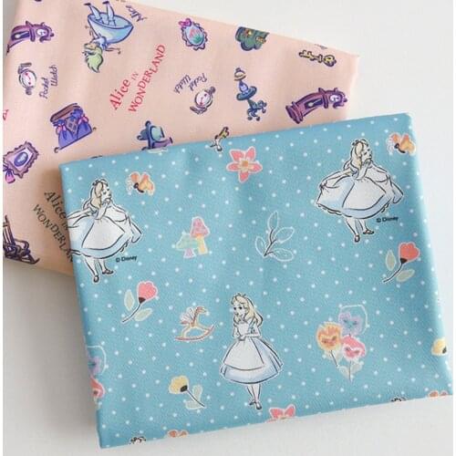 Korean Import Disney Alice in Wonderland 100% Cotton Fabric for Girl Clothes Hometextile Cushion Cover Backpack Needlework DIY