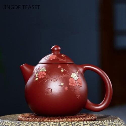 Yixing tea pot Purple Clay Plum blossom Teapot beauty kettle Raw ore Handmade Tea set Dahongpao Authentic ball hole filter 200ml