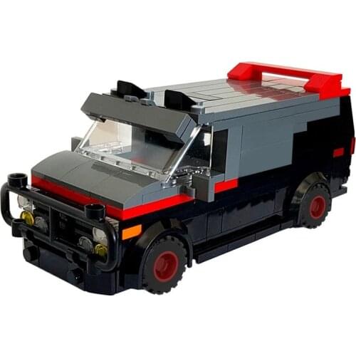 MOC Mini A-Team GMC Vandura Van Charge Car Model Building Blocks Kit Simulation Assault Vehicle Idea Toys For Children Xmas Gift