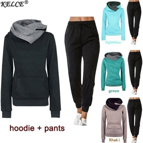 Spring Autumn Women Hoodies Suits Female Casual Elegant Solid Sweatshirts And Long Pants Fashion 2-Piece Sets Ladies Pullover