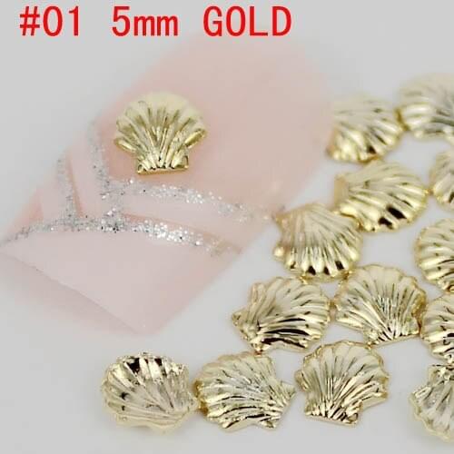 Beauty Shell Shape Design 3D Metal For Nails Art Stickers Decorations Free Shipping Gold Silver Metallic Studs Glue For Foil