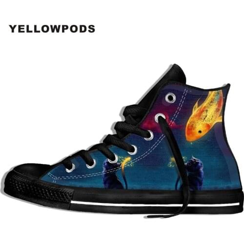 Running Shoes Man Gold Fish Cat Hip Pop Couple Canvas Outdoor Sport Shoes Lightweight Breathable Casual For Men Sneakers