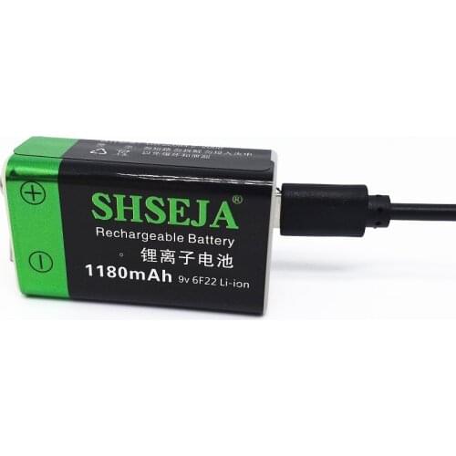 High Power 9v usb rechargeable battery lithium 6f22 9V li-ion batteries for multimeter Smoke alarm metal detector etc batteries