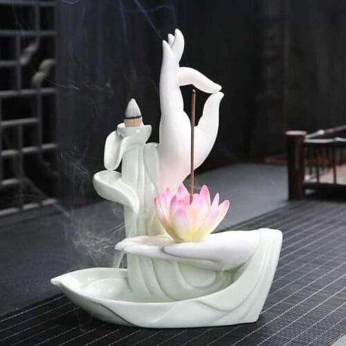 Lotus Incense Cone Burner Holder Waterfall Backflow Teahouse Meditation Room