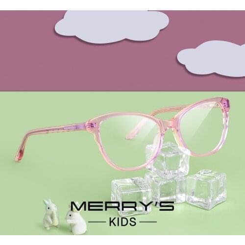 MERRYS DESIGN Kids Anti Blue Ray Light Blocking Glasses Cat Eye Girls Eyewear Frame Acetate Glasses Frames S7785FLG