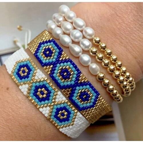 Miyuki personality shape multi-color golden silver eyes bring good luck bracelet pearl copper beads exquisite bracelet