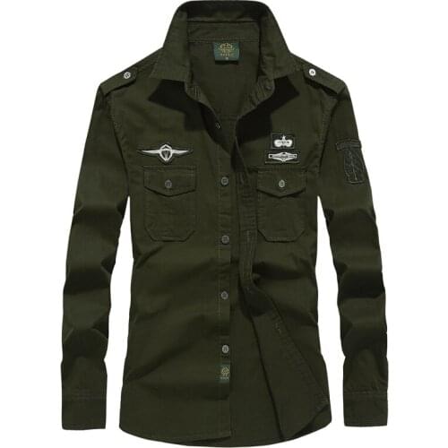 Mens Shirts Military Safari Cotton Shirt Casual Retro Outdoor Slim Fit with Pocket Long Sleeve Vintage Streetwear