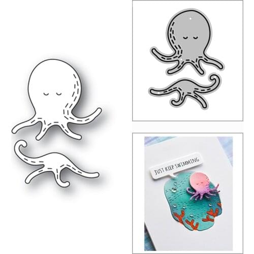 New 2021 Lovely Stitched Octopus Metal Cutting Dies for DIY Scrapbooking and Card Making Decorative Embossing Craft No Stamps