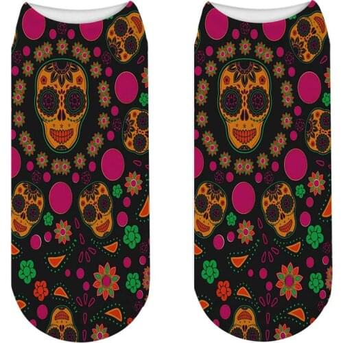 New Fashion Printing Halloween Men Ankle Socks Funny Skeleton Happy short Sock Skull Chaussettes Christmas Fantaisie Crazy Socks