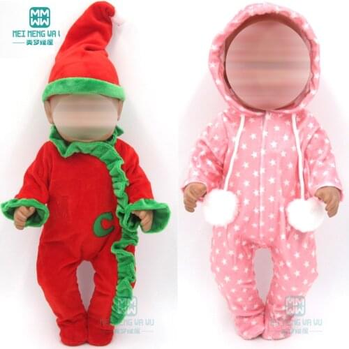 Clothes for doll fits 43cm toy born dolls accessories and American doll clothes fashion christmas Baby jumpsuit dress