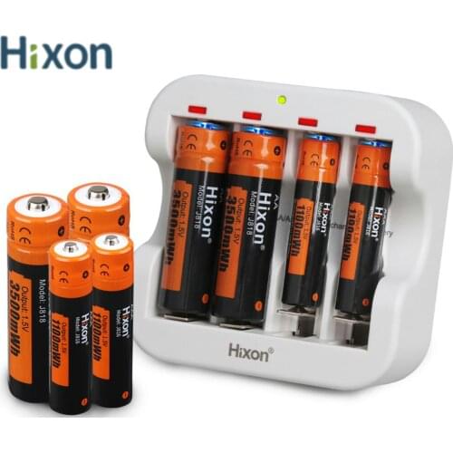 3500mWh AA & 1100mWh AAA Lithium Rechargeable Battery 4 Slot Charger, Constant Output 1.5V 1200 Cycles [8 Battery&1 Charger]