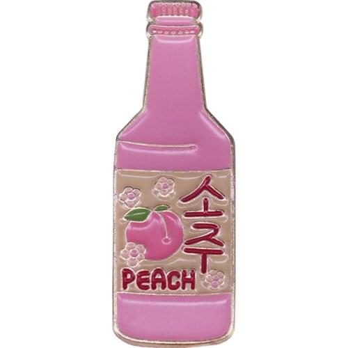 Peach Soju brooch drink pin novelty party favors