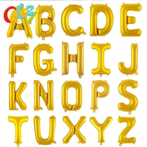 50pcs/lot 16inch Gold Silver Letter balloons Fashionable rose gold Wedding Birthday Party decoration DIY alphabet balloon shower