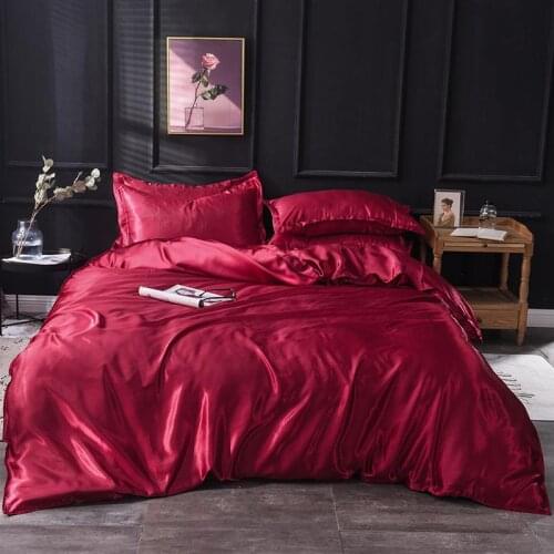 30red ,silk duvet cover 220x240 Pillowcase 3pcs,200x200 quilt cover, bed cover 150x200,queen king size bedding set,bed sheet