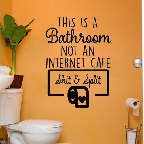 Funny This Is Bathroom Not An Internet Cafe Wall Decal Humor Toilet Quote Wall Sticker Bath Vinyl Home Decor