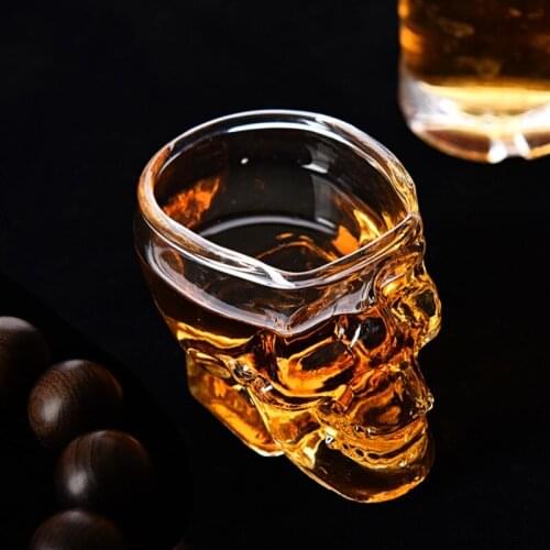 1/2/6PCS 2.8 oz Glass Skull Cup Transparent Wine Whisky Tea Coffee Water Mug Drinks Glass Reusable Tool Bar Drinkware Accessorie