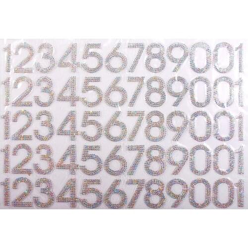 24*40cm/Set Digital letter Crystal Rhinestones Hotfix Iron on T-shirt Clothes Shoes Bag Decorations Patch Applique