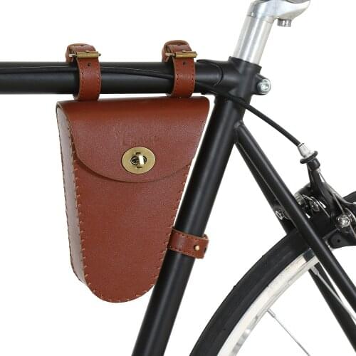 Bicycle Bag Brown Black Motorcycle Saddlebags PU Leather Motorbike Side Tool Pouch Triangle Luggage Moto Universal Bike Pannier