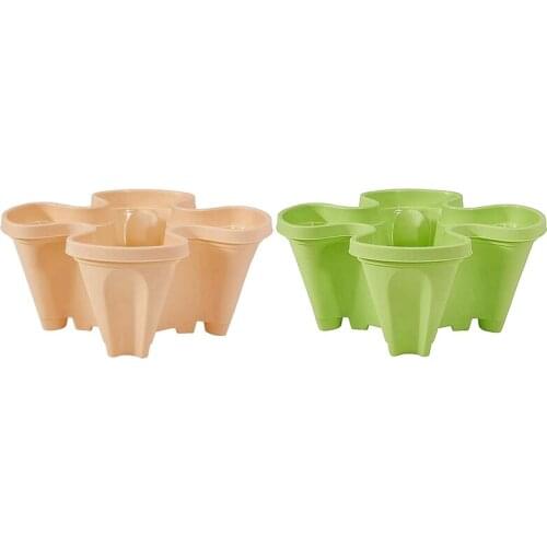 2 Pcs Vertical Flower Pots, Bracket Stacking Flower Pots, Top-Down Self-Watering Layer, Green & Khaki