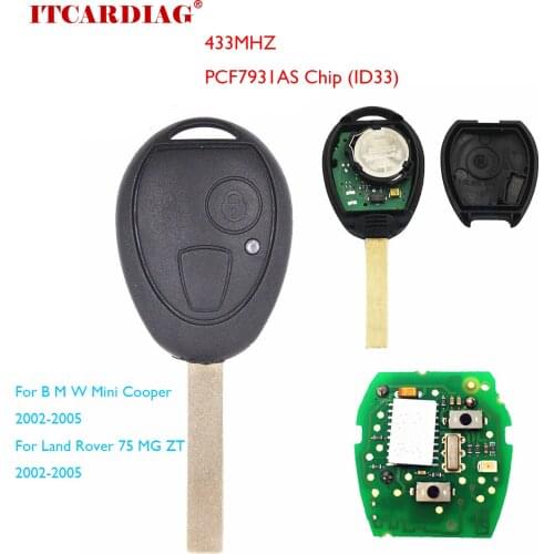 Replacement Remote Car Key Fob 433MHz ID33 PCF7931AS Chip for BMW Mini Copper, for Land Rover 75 MG ZT 2002-2005