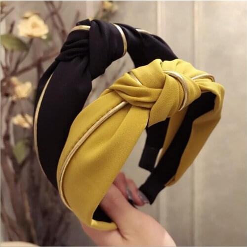 New Fashion Solid Headband Women Gold Line Hairband Adult Soft Twill Fabric Girls Turban Hair Hoop Hair Accessories Wholesale