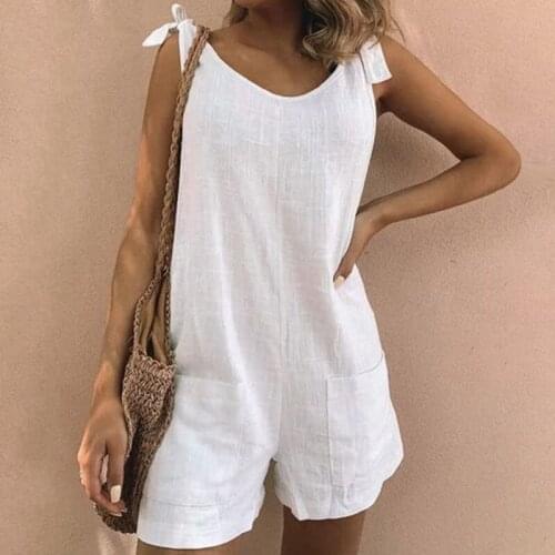 WomenS Suspender Jumpsuits 2021 Fashion Linen Summer Overalls Casual Playsuits Female Solid Pants Plus Size Turnip 2Xl New