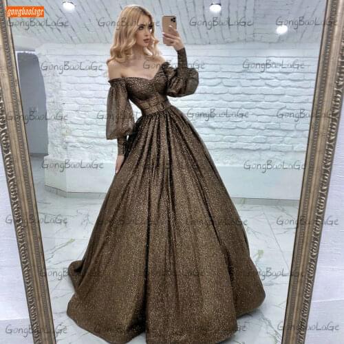 Sexy Brown Evening Dresses 2021 Robe De Soirée De Mariage Long Sleeves Women Party Gowns Custom Made Vestito Da Festa Di Nozze
