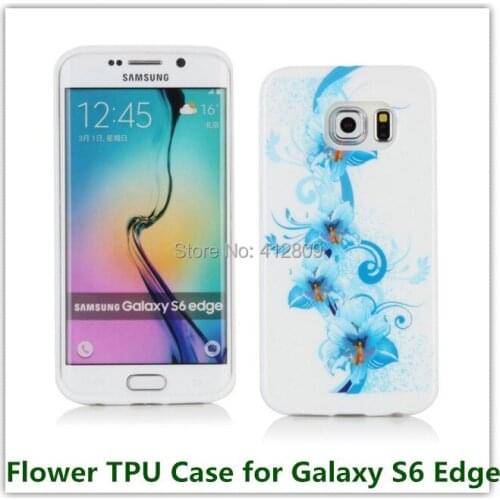 1PCS Drop Shipping Fashion Garden Flower Pattern Soft TPU Pouch Case for Samsung Galaxy S6 Edge G9250 Cellphone Bags