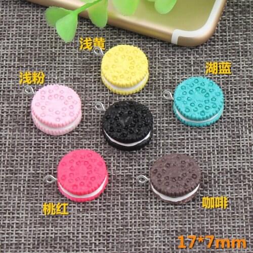 10pcs 17mm DIY resin Sandwich biscuits charms simulated food kawaii flatback cabochon resin craft miniature mold jewelry making