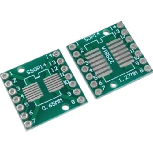 20pcs SOP14 SSOP14 TSSOP14 to DIP14 Pinboard SMD To DIP Adapter 0.65mm/1.27mm to 2.54mm DIP Pin Pitch PCB Board Converter Socke