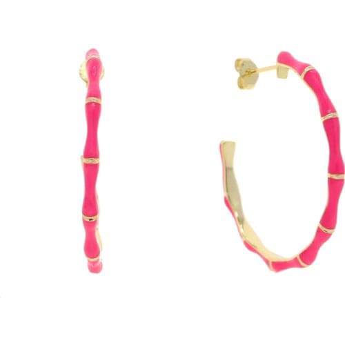 Grench Style Big Bamboo Circle Earrings for Women Oversized Large Bamboo Joint Colorful Enamel Earrings Nightclubs 2021 Jewelry