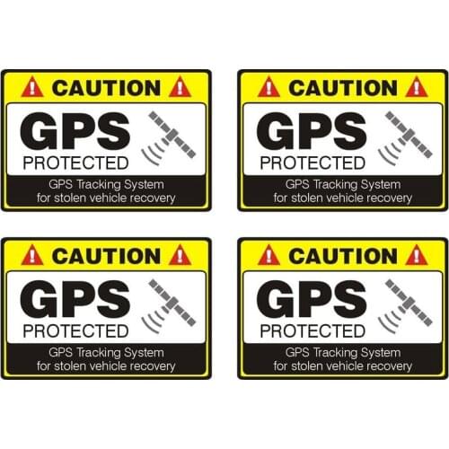 4 X CAUTION GPS PROTECTED Car Sticker Reflective Motorcycle Parts Waterproof Auto Accessories Vinyl,12cm*8cm