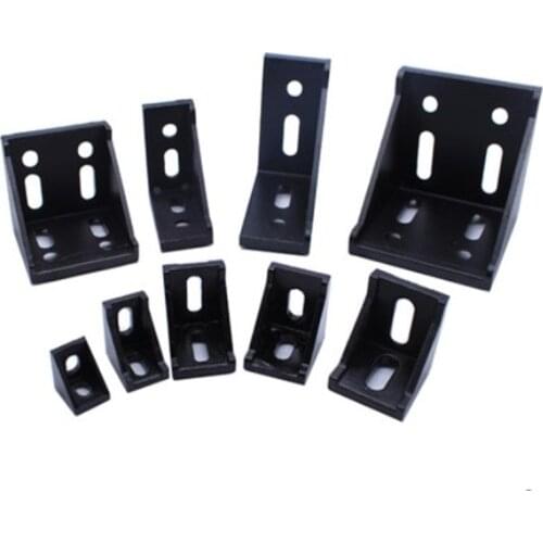 5-10pcs Aluminum 2020 Corner Bracket Fittings Corner Angle Bracket Connector 2028 3030 Aluminium Profile Black color CNC Router