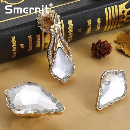 5pcs Noble Door Handles Crystal Kitchen Cabinets Knobs and Handles Diamond Door Handle European Furniture Handle Drawer Pulls