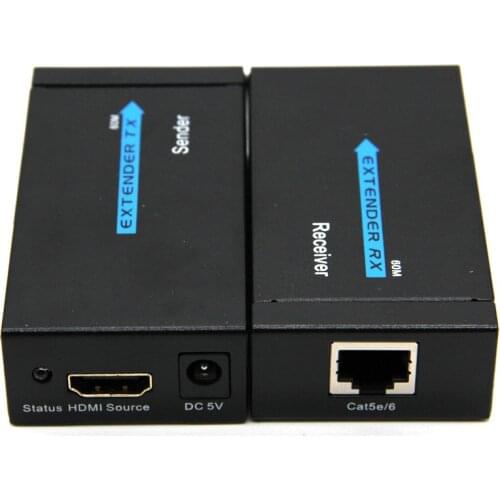 60M HDMI-compatible Extender 1080p 3D Transmitter Receiver over Cat 5e/6/7/8 RJ45 Ethernet Converter US EU Plug For PC Laptop