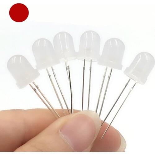 8mm Diffused Red Wide Angle LED Light Diode 620-625nm Round Light-Emitting Diode LED Lamp 20mA DC 2V Electronics Component