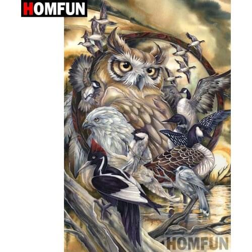 HOMFUN Full Square/Round Drill 5D DIY Diamond Painting "Owl bird" Embroidery Cross Stitch 5D Home Decor Gift A08827