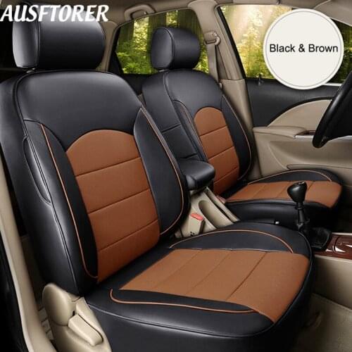 AUSFTORER Automobiles Cowhide Leather Seat Covers for Subaru Legacy Car Seat Cover Sets Custom Fit Cushion Interior Accessories